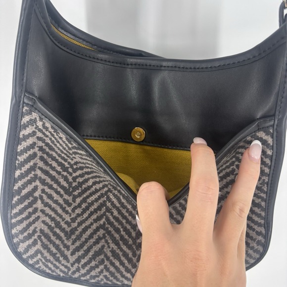 Spartina 449 Daufuskie Island Linen Leather Hobo Shoulder Bag Purse Herringbone - Picture 13 of 16